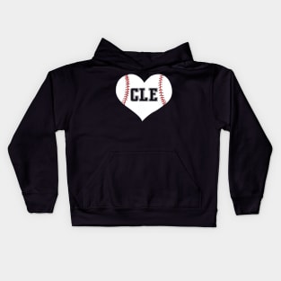 Cleveland Ohio Baseball Love Heart CLE Jersey Fan Kids Hoodie